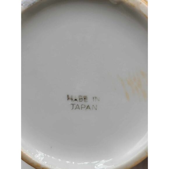 Vtg Hand Painted Japanese Lusterware Set. 3 plates 7 1/4", Sugar Bowl & Creamer - Picture 10 of 14